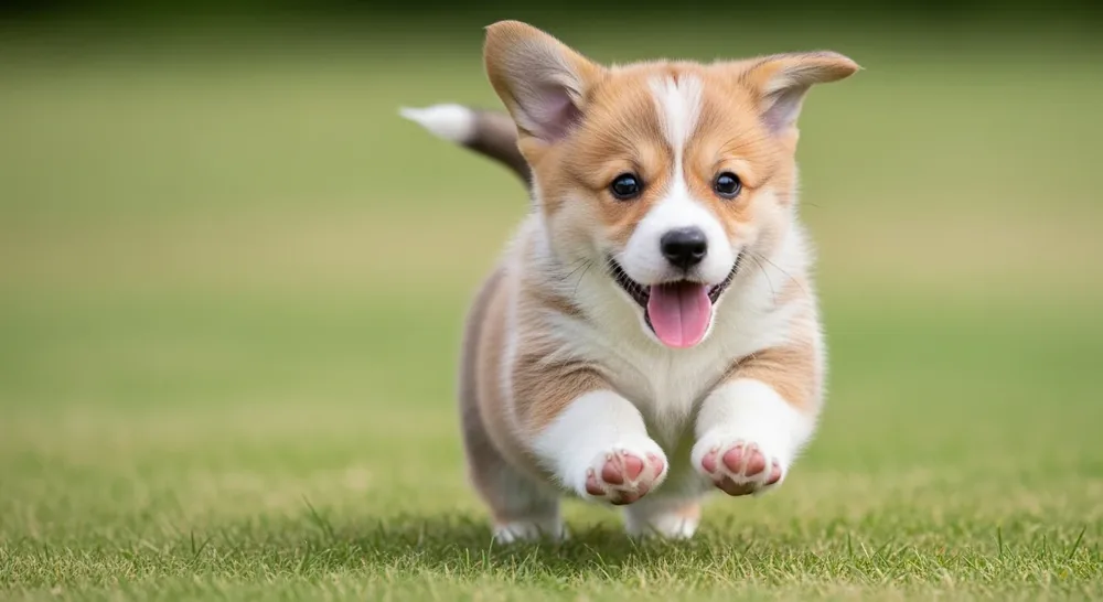 Deux chiots corgi Pembroke jouant dans l'herbe
